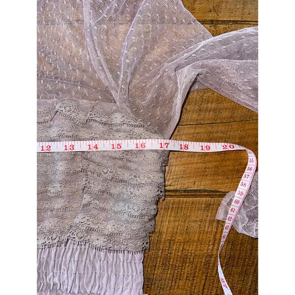Womens Free People Sheer Lace Lavender Mini Dress Keyhole Size 10 - Picture 7 of 11